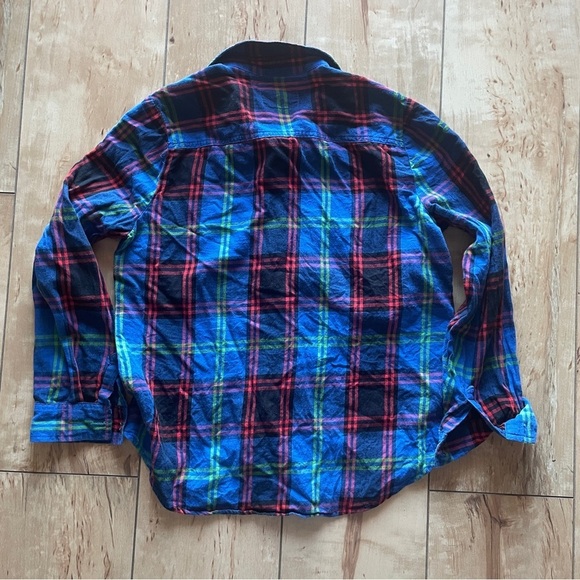 Old Navy blue, plaid flannel shirt women’s size small‎ petite blue black red - Picture 4 of 4